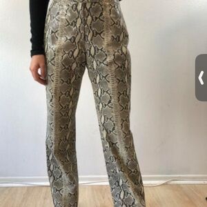 Bottega Veneta Snake Print Pants - Black and Cream